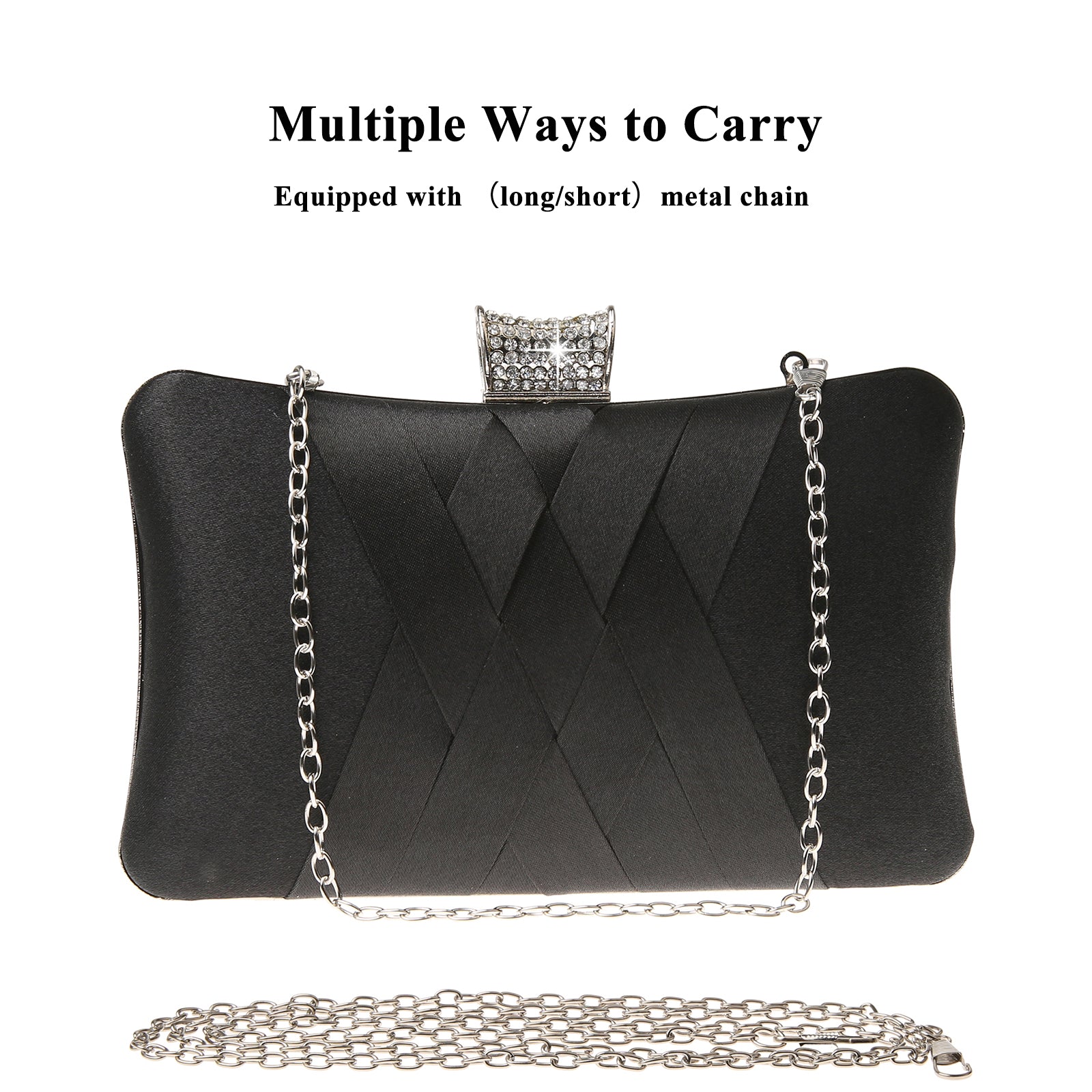 Stylish women's handbag with chain handle. Fashionable black purse with  rhinestones. Vector illustration. 16876456 Vector Art at Vecteezy