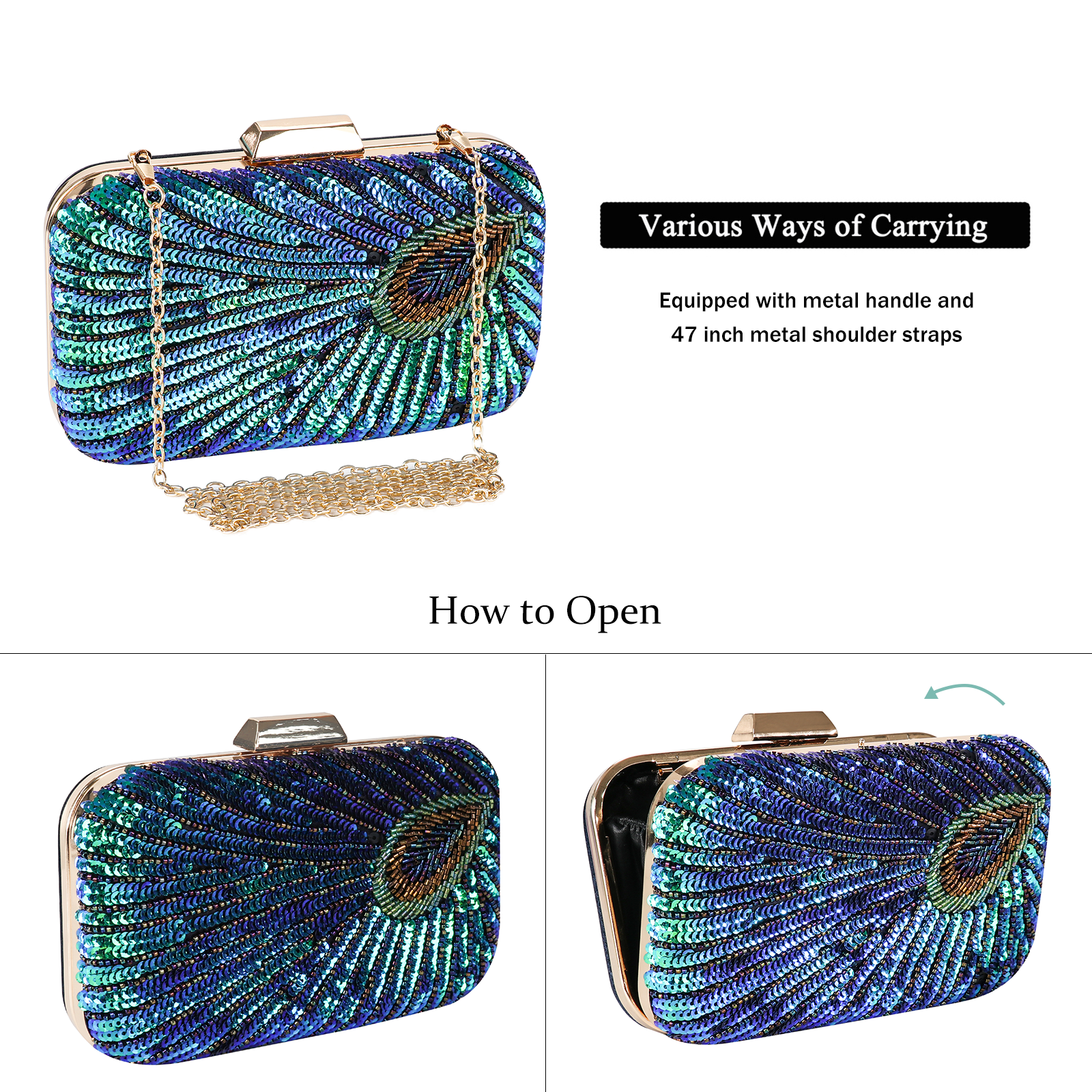 Gold Sequined Evening Clutch Purse | Baginning